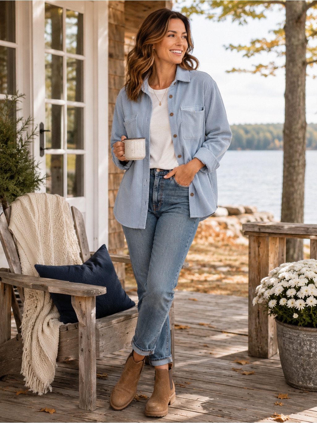 L.L.Bean Women’s Baby Blue Cotton Corduroy Overshirt/Shacket Large